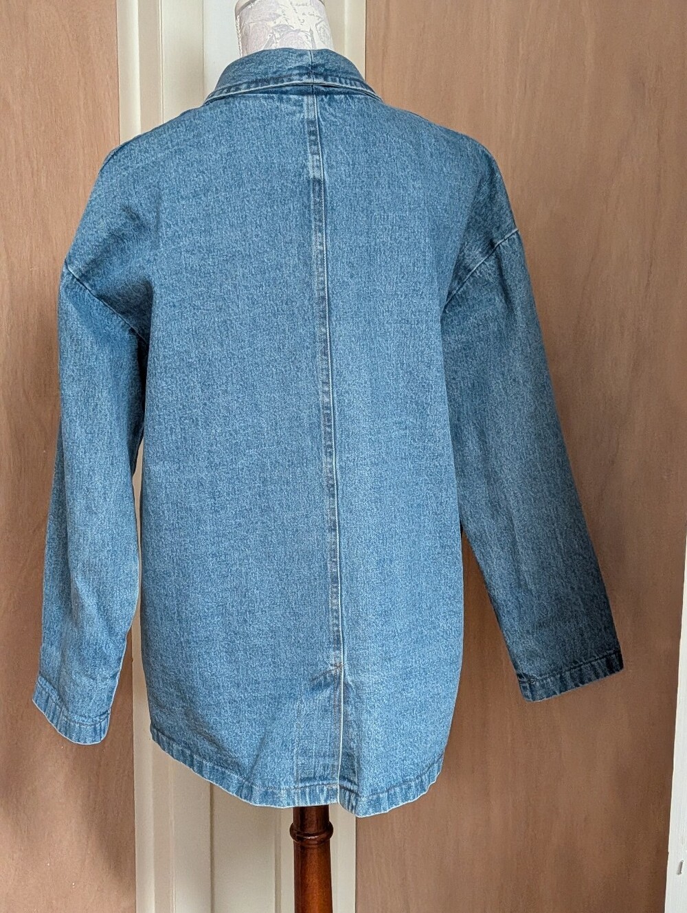 Promesa Size Small Oversized Denim Cardigan Jacket Open Front Blue Jean Utility - Picture 6 of 10